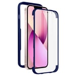 Case for iPhone 13 Mini Plexiglas Back and Polymer Front Reinforced Corners blue