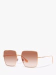 Burberry BE3133 Women's Daphne Square Sunglasses, Rose Gold/Pink Gradient