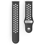 Hama Bracelet de rechange réglable pour montre connectée Fitbit Versa 2, Versa Lite, bracelet de sport respirant pour remplacement en silicone, bouton en acier inoxydable Noir/gris 22 mm