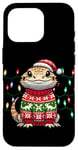 Coque pour iPhone 16 Pro Bearded Dragon Christmas Party Design Xmas lights