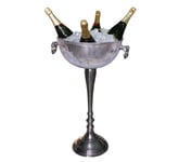 Silver Floor Standing Large Distressed Look Ice Champagne Wine Cooler Bucket