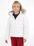 Tommy Hilfiger Kids' Essential Fur Trim Hooded Jacket, White