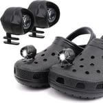 Ljus för Crocs 2 st, strålkastare ficklampor fäste för Crocs, strålkastare lampor ficklampor för Crocks, charm tillbehör för(svart)