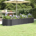 Jardinière de jardin Bac a Fleur Acier enduit poudre 224x80x36cm Anthracite 58076