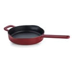 Fissler Collection Moments Poêle En Fonte Émaillée (26 cm), Anti-adhésive, À Bord Haut, Avec Bords Verseurs, Œillet De Suspension, Sans PFAS/PTFE, Compatible Induction, Rouge Bordeaux