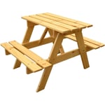 Timbela - Table Enfant en bois – Table et Chaise Enfant - Salon de Jardin Enfant 81x60xH50 cm - Table Picnic Enfant pour l'extérieur M012-1