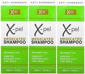 3 Pack X-pel MEDICATED SHAMPOO FOR DANDRUFF ITCHY, DRY & SENSITIVE SCALP 300ML