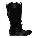 Dolce & Gabbana Chaussures Bottes Hiver Noir Gazelle Fourrue mi-Mollet EU44/US11