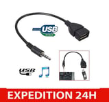 Adaptateur câble prise jack audio 3.5 mm à USB femelle clé USB Udisk autoradio