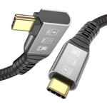 Cable USB4,supporte 40 Gbps,8K@60Hz-Video, 240W 48V/5A USB-C vers USB-C Cable pour Thunderbolt 4/3,iPhone 15Pro,Docking Station,SSD,Moniteur,Hub,Typ-C Laptops,eGPU (90 Degrés 1,5m)