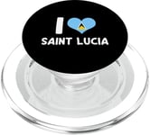 I Love Saint Lucia Pride St. Lucian Flag Heart PopSockets PopGrip for MagSafe