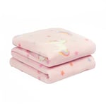 Dreamscene Couverture Polaire Licorne Arc-en-Ciel pour Enfants, Motif étoile Magique, Douce pour canapé, lit, Chaise, Rose pâle – 120 x 150 cm