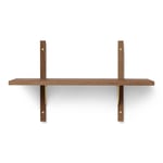 Ferm Living - Sector Shelf Single/Narrow - Smoked Oak/Brass - Hyllor - Guld,Träfärgad - Metall/Trä