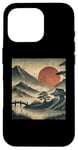 Coque pour iPhone 16 Pro Village japonais vintage jardin vue montagne paysage soleil