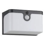 Eglo Applique murale extérieur LED Croara, lampe solaire puissant avec détecteur de mouvement, éclairage mural d'extérieur, plastique anthracite et blanc, blanc chaud, IP44