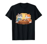 Kawaii Cat Samurais Playing Go Board Game Baduk Funny Cat T-Shirt