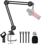 Bras de Micro, Support de Suspension Microphone Micro forme Ciseaux avec Base Rotative et Adaptateur pour Blue Yeti pour Studio,Diffusion,Station de Télévision,Enregistrement Sonore,Vidéo, ST-27