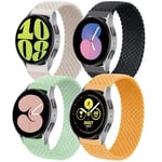 4 Pack Bracelet en nylon tressé pour Samsung Galaxy Watch 7/6/5/4/5 Pro 40/42/44/46/45/43/47mm Strap 20mm Braided Solo Loop Bracelet tissu en nylon élastique Band (Noir/étoile/citron vert/jaune,M)