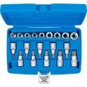 Coffret 19 douille embout torx T 20 - T 70 douill? cl? E10 - E24 carr? 12.5mm 1/2" BGS TECHNIC