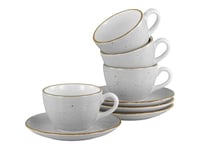 CreaTable, 34037, Série Vintage Nature Pierre, service de vaisselle 8 pièces, ensemble de tasses à café en porcelaine, compatible lave-vaisselle et micro-ondes, Fabriqué en Europe.