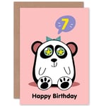 Kawaii Panda Star 7th Birthday Blank Greeting Card With Envelope