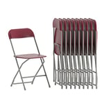 Flash Furniture Hercules Series Plastic Folding Chair - Red - 10 Pack 650LB Weight Capacity Comfortable Event Chair-Lightweight Folding Chair