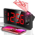 Projection Alarm Clocks Bedside, Digital Clock with 180° Rotatable Projector, 