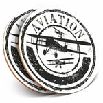 2 x Coasters - Aviation Planes Aircraft Vintage Airplane Home Gift #7070