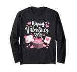 Happy Valentines Day Be Mine Cute Hearts VDay Women Girls Long Sleeve T-Shirt