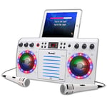 Mr Entertainer Beatbox Karaoke Machine CDG/CD+G. Built in Disco Lights. Includes 240 Song Family Party Hits Pack & 2 Microphones (Wired Microphones)