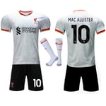 2024-2025 Liverpool borta barn vuxen fotbollströja kit med strumpor No.10 MAC ALLISTER XL