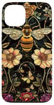 Coque pour iPhone 13 Beau motif abeilles et fleurs noires