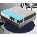 Ilovesleep - Matelas 90x190 ressorts ensachés et mousse mémoire à 9 zones différenciées - 23 cm de hauteur - Anatomique - Antibactérien