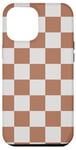 Coque pour iPhone 12 Pro Max Mousse moka moderne en damier et motif damier blanc