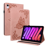 iPad mini 6 (2021) Fodral Imprinted Butterfly Flower - Rosa