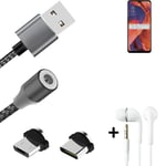 Câble de données + écouteurs pour Oppo Reno4 Z 5G a. USB de type C et Micro-U