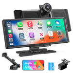 Autoradio sans Fil 9,26'' Apple Carplay Voiture, Dashcam 4K, Caméra Arrière 1080P, Commande Vocale, Écran Tactile, Android Auto, Navigation GPS, Radio Bluetooth, Mirror Link/AUX/FM/avec 64Go Carte