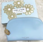 Elie Saab Girl Of Now Duck Egg Blue Cosmetic Bag  Flower Zip Pouch