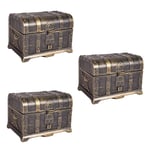 3X Pirate Treasure Chest Decorative Treasure Chest Keepsake Plastic Toy O2C7