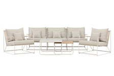 Venture Design Palazzo sofagruppe Beige med beige pute 3-seters sofa, 2 lenestoler og bord 60x60/70x70 cm