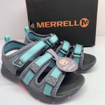 Merrell M-Hydro Creek Girls Sandals Built for Water Grey Turquoise Kids UK10M