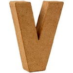 Country Love Crafts 4-inch/ 10cm 3D Letter V Papier Mache, Beige