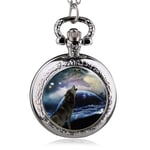 DSHUJC Montre de Poche, Mode Loup Montre de Poche à Quartz Pendentif Collier Hommes Montre Femmes Montre