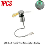 Mini ventilateur USB flexible à col de cygne avec affichage de l'heure et de la température,gadgets portables,horloge LED,affichage de l'heure en temps réel,PC portable,1 pièce,2 pièce - Type 1PC A