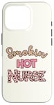 Coque pour iPhone 16 Pro Smoking Hot Nurse Rose pâle Motif guépard