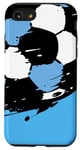 Coque pour iPhone SE (2020) / 7 / 8 Maillot de football bleu clair et blanc avec ballon de football