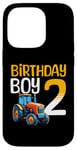 Coque pour iPhone 14 Pro Tracteur agricole pour 2e anniversaire garçon 2 ans