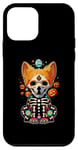 Coque pour iPhone 12 mini Os de corgi mexicain Sugar Skull, Halloween, jour de la mort d'un chien