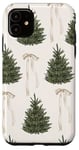 Coque pour iPhone 11 Nœud en ruban beige esthétique avec motif sapin de Noël