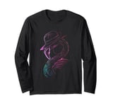 Flamingo With Fedora Hat Urban Art Long Sleeve T-Shirt